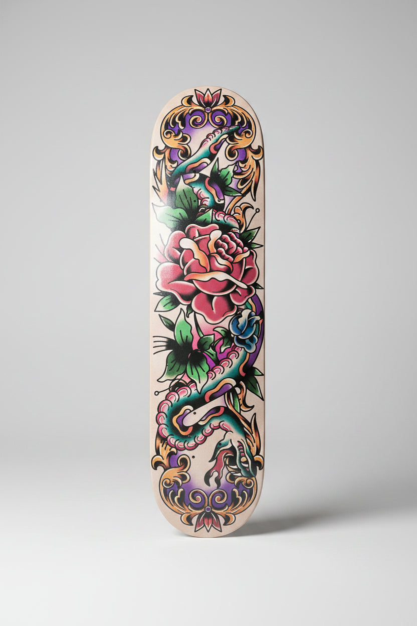 Shape de Skate Decorativo Snake Rose